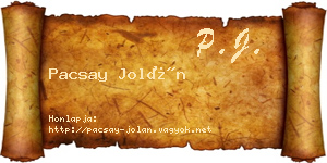 Pacsay Jolán névjegykártya