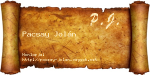Pacsay Jolán névjegykártya